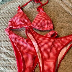 Red Gingham Kids One Piece Swimsuit